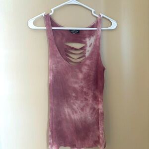 Pink and white tie dye tank top